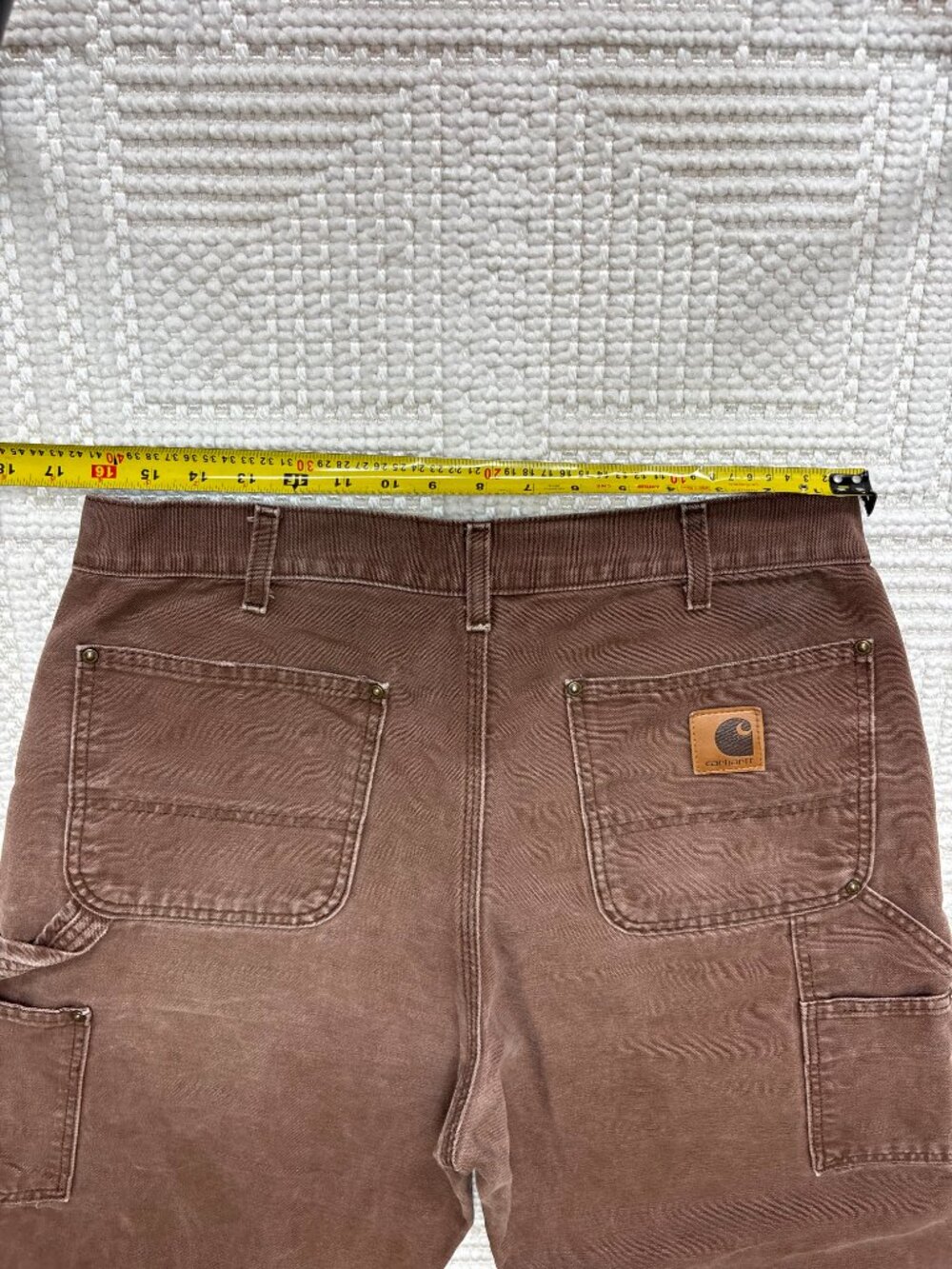 Carhartt Brown Double Knee Carpenter Work Pants Distressed Fade Loose Fit 33x31 - Picture 6 of 6